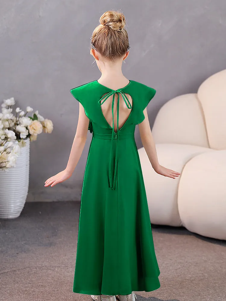 V-Neck Ruffles Chiffon Junior Bridesmaid Dresses