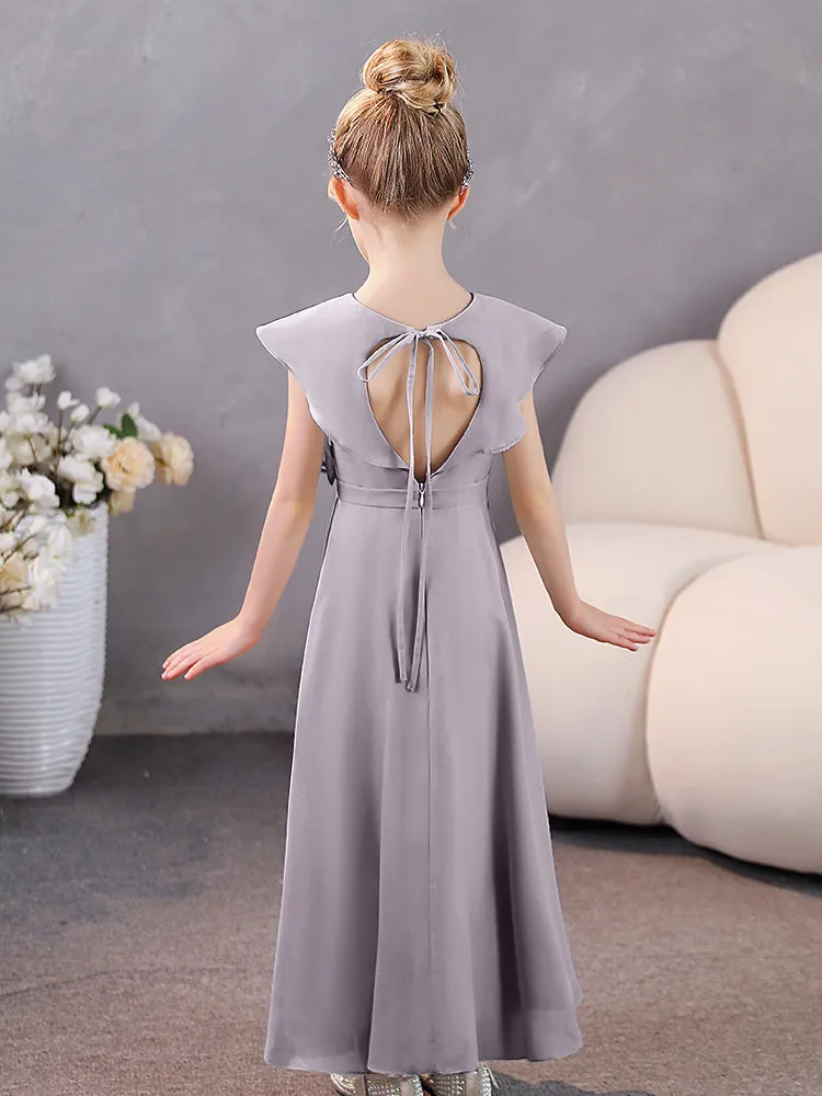 V-Neck Ruffles Chiffon Junior Bridesmaid Dresses