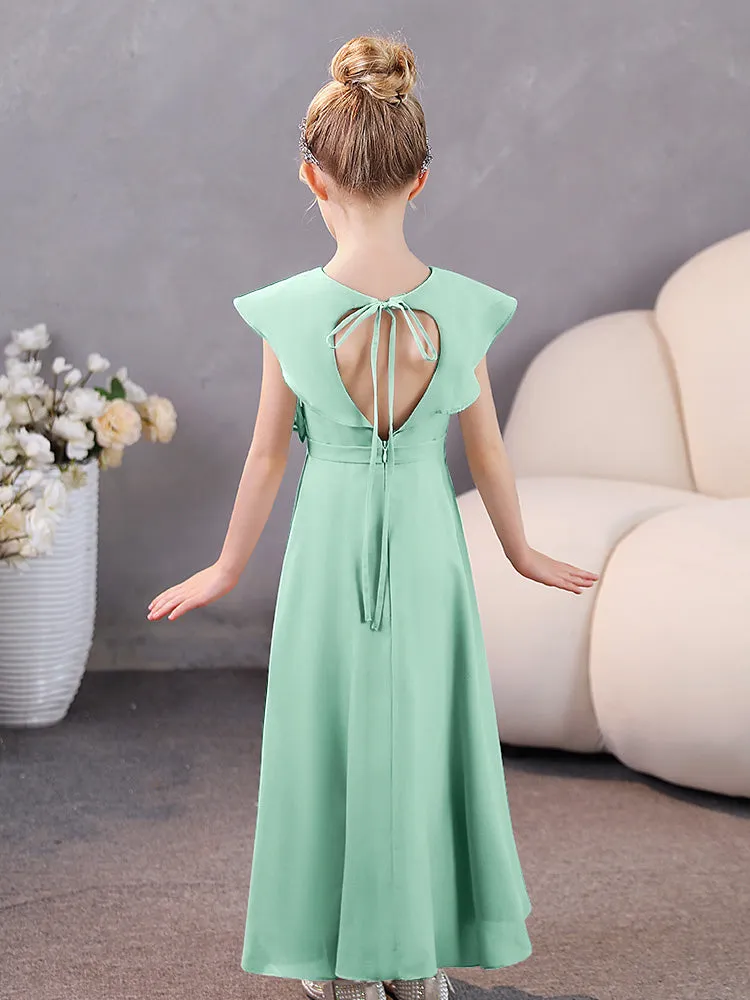 V-Neck Ruffles Chiffon Junior Bridesmaid Dresses