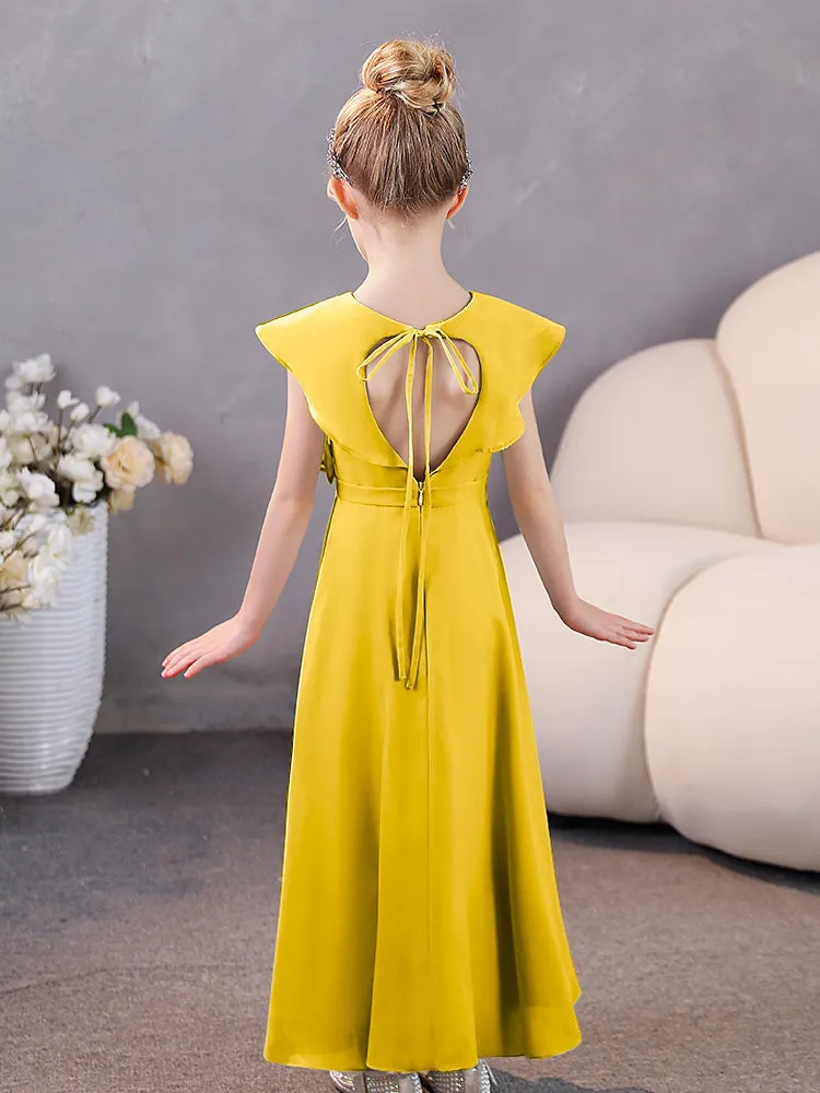 V-Neck Ruffles Chiffon Junior Bridesmaid Dresses