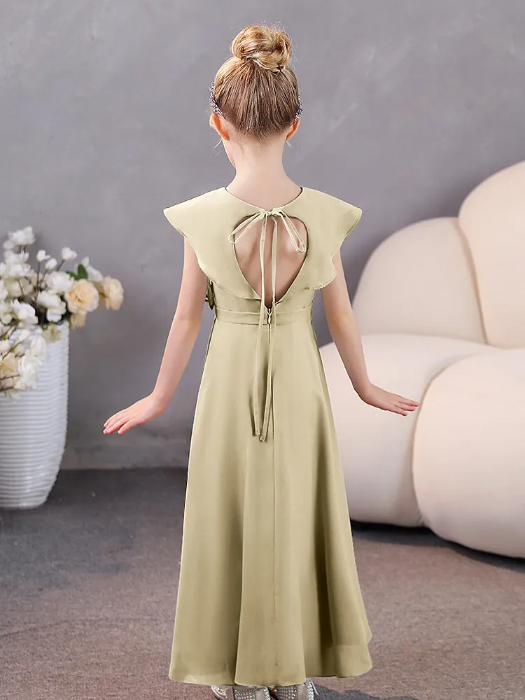 V-Neck Ruffles Chiffon Junior Bridesmaid Dresses