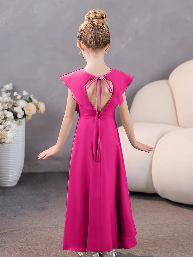 V-Neck Ruffles Chiffon Junior Bridesmaid Dresses