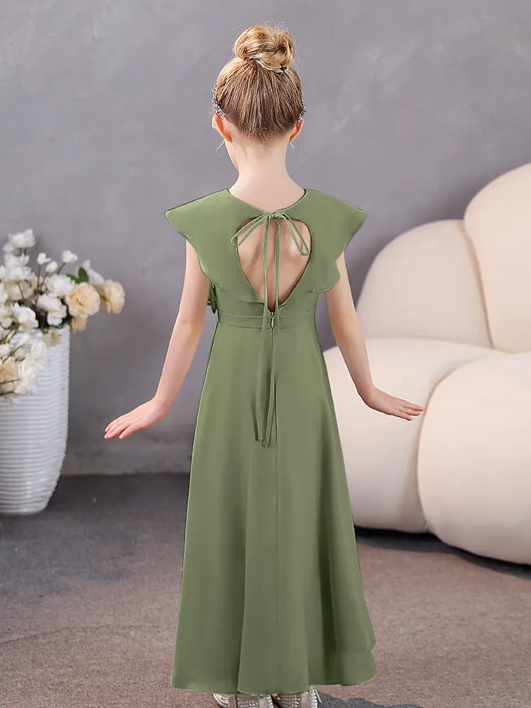 V-Neck Ruffles Chiffon Junior Bridesmaid Dresses