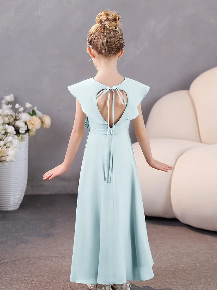 V-Neck Ruffles Chiffon Junior Bridesmaid Dresses