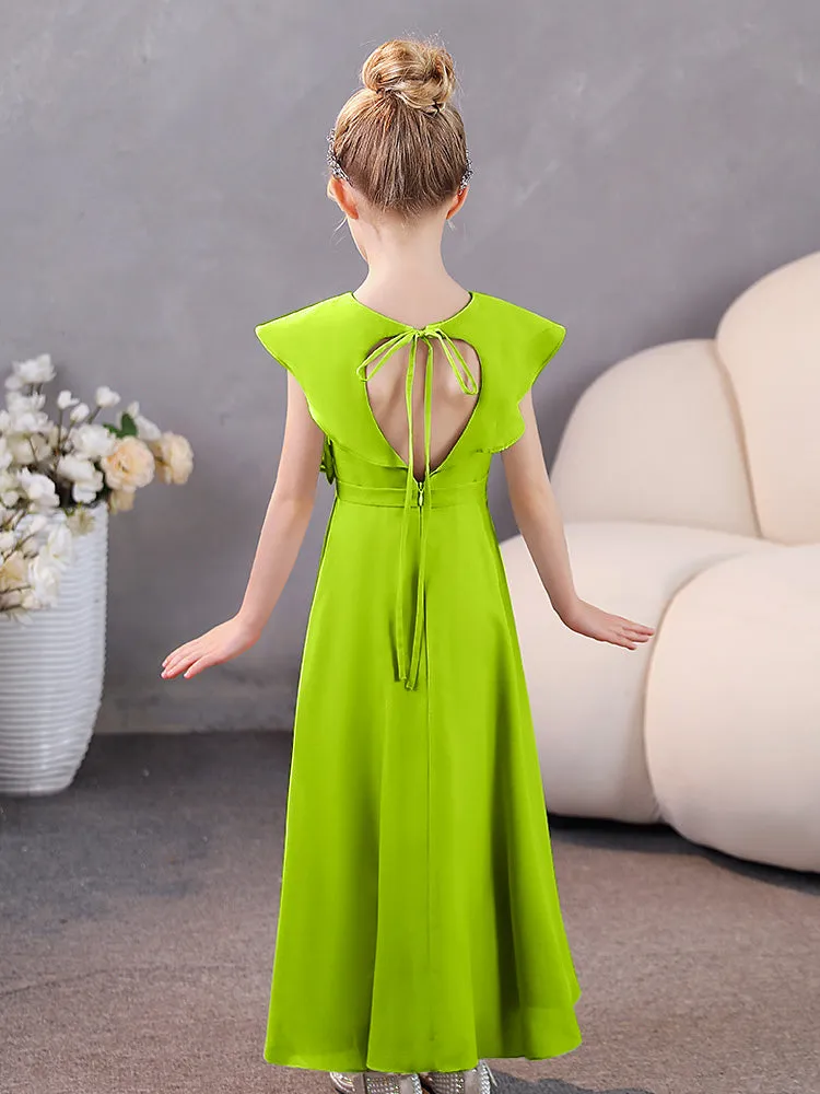 V-Neck Ruffles Chiffon Junior Bridesmaid Dresses