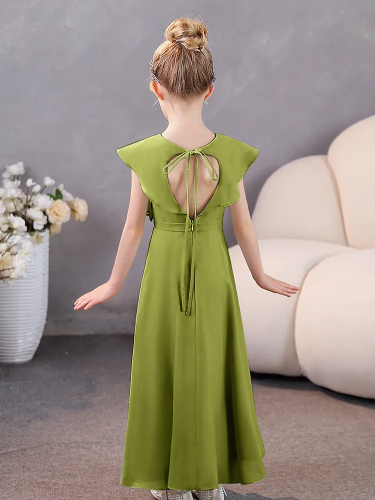 V-Neck Ruffles Chiffon Junior Bridesmaid Dresses