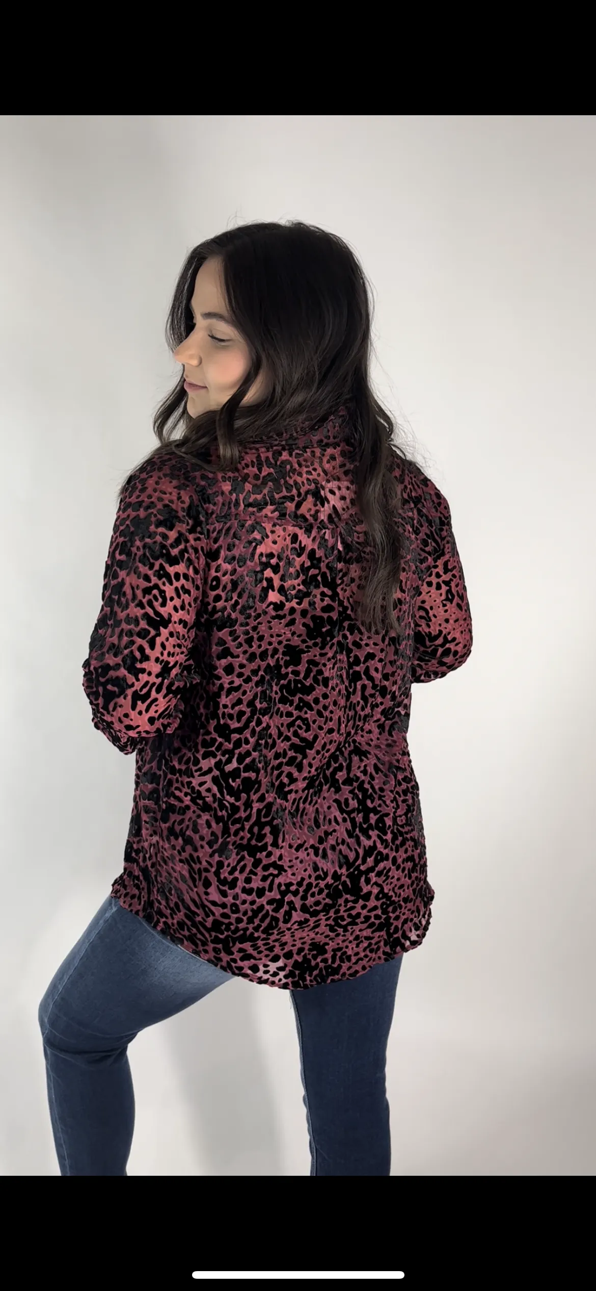 Velvet Leopard Buttoned Top