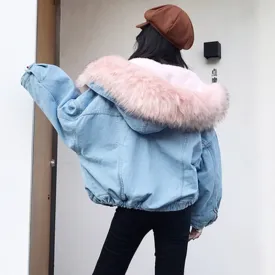 Winter/Spring Coat New Warm Winter Bomber Women Spring Autumn Hooded Coat Jeans