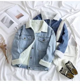 Winter/Spring Coat Spring Fur Jean Denim Jacket Women